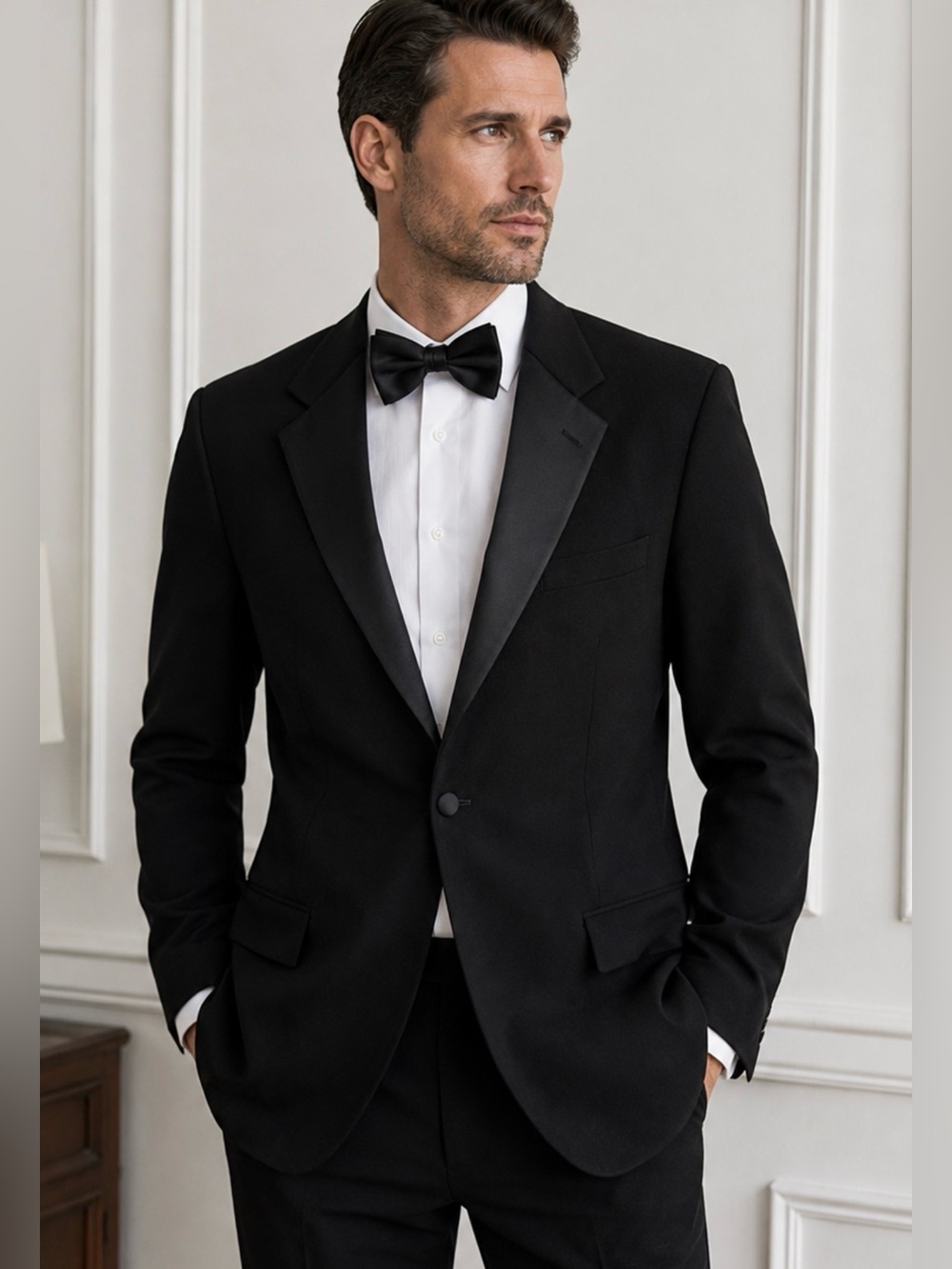Vintage Polo Ralph Lauren Black Wool Tuxedo Blazer Satin Peak Lapel 43/37 L